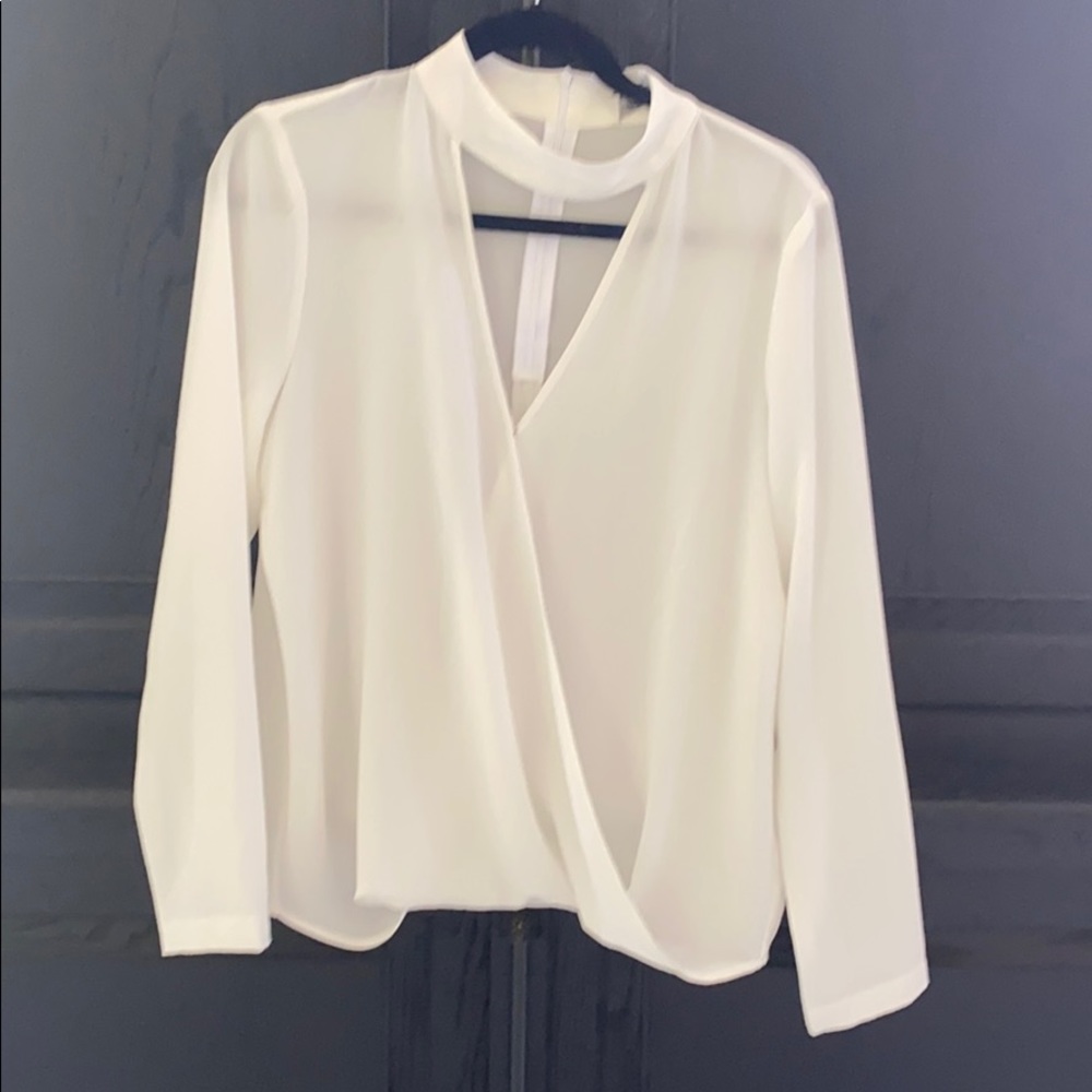 WAYF long sleeve white blouse